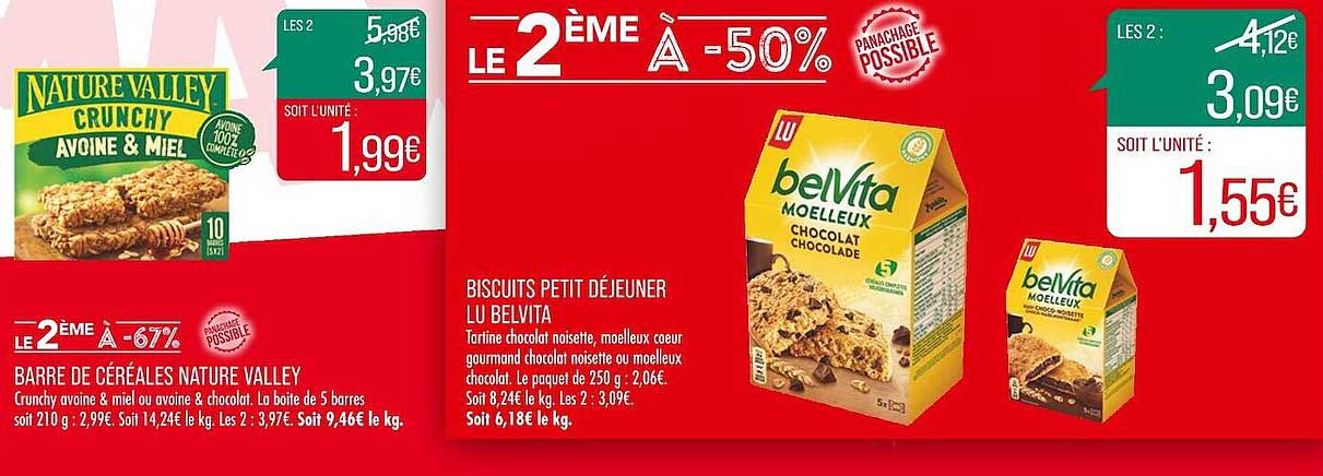 barre de céréales nature valley biscuits petit déjeuner lu belvita