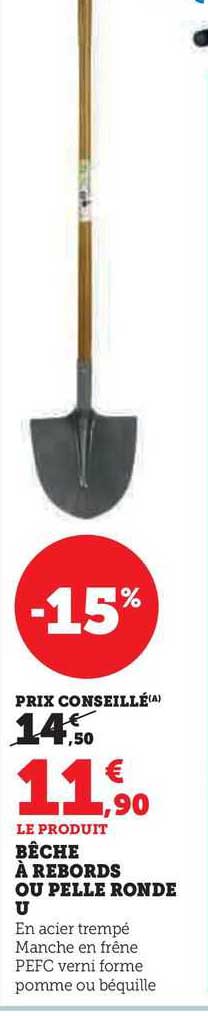 bêche à rebords ou pelle ronde u