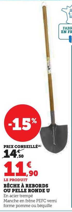 bêche à rebords ou pelle ronde u
