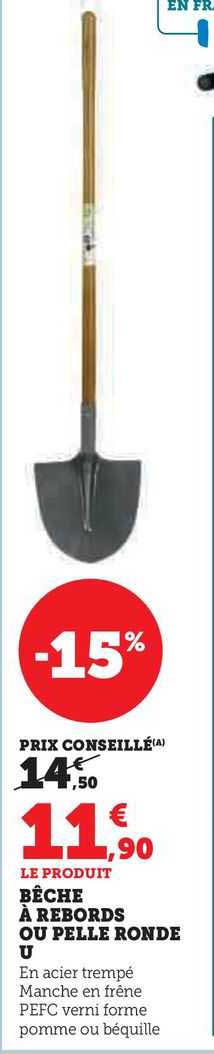 bêche à rebords ou pelle ronde u