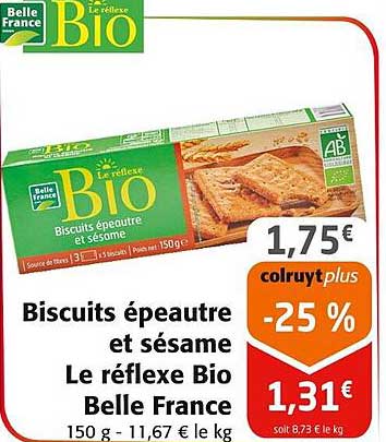biscuits épeautre et sésame le réflexe bio belle france