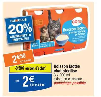 boisson lactée chat stérilisé