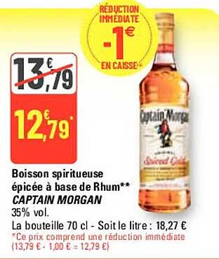 boisson spiritueuse épicée à base de rhum captain morgan