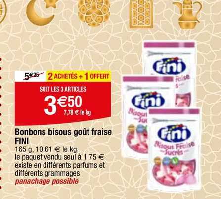 bonbons bisous goût fraise fini