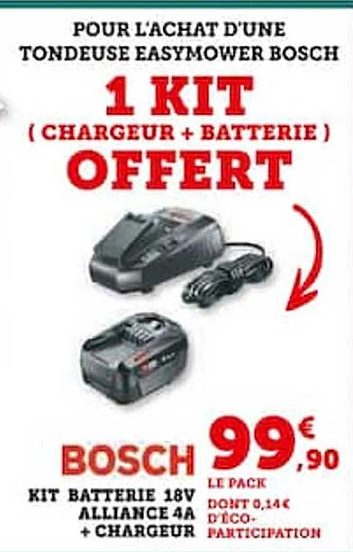 bosch kit batterie 18v alliance 4a + chargeur