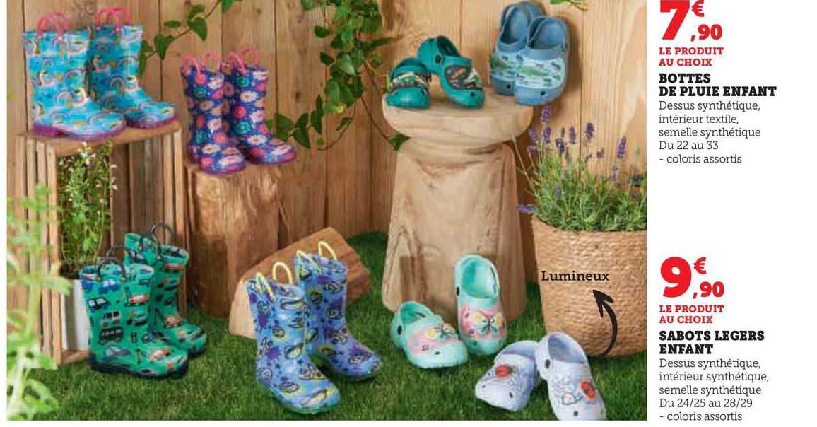 bottes de pluie enfant, sabots légers enfant