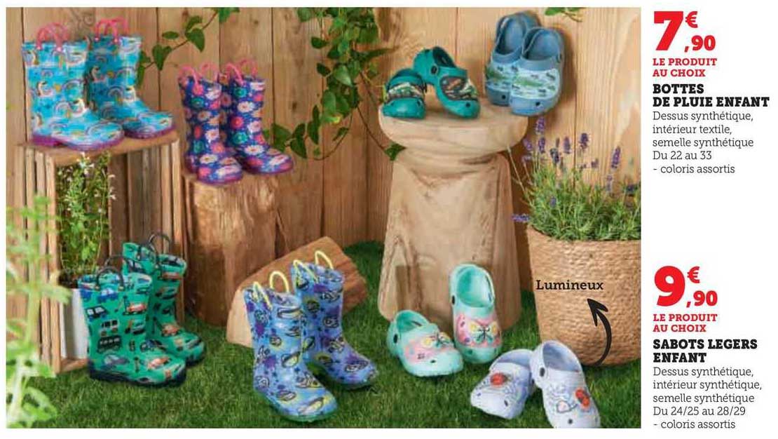 bottes de pluie enfant sabots légers enfant