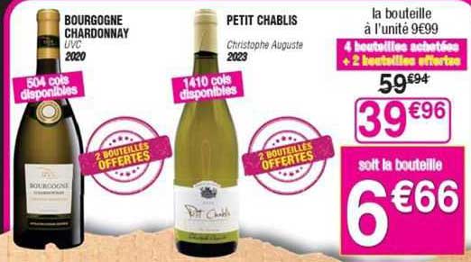 bourgogne chardonnay uvc 2020, petit chablis christophe auguste 2023