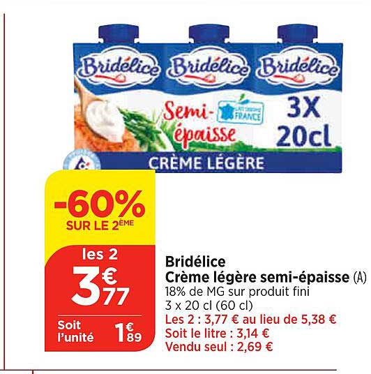 bridélice crème légère semi-épaisse