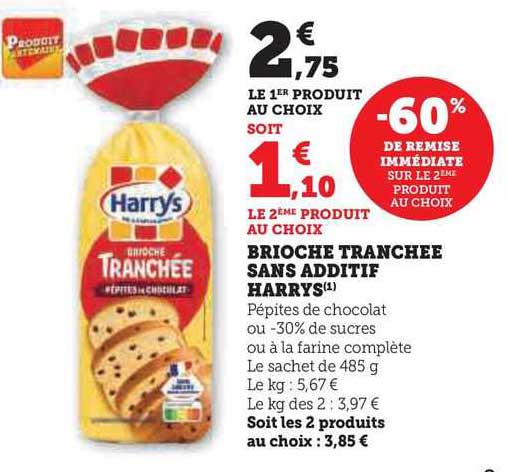 brioche tranchée sans additif harrys