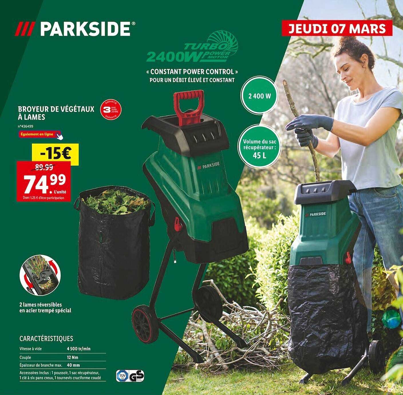 Broyeur De Végétaux à Lames Parkside