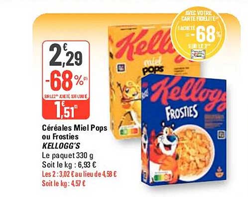 céréales miel pops ou frosties kellogg's