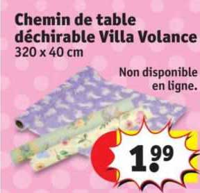 chemin de table déchirable villa volance