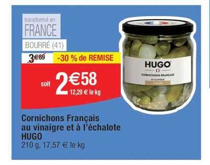 cornichons français au vinaigre et à l'échalote hugo