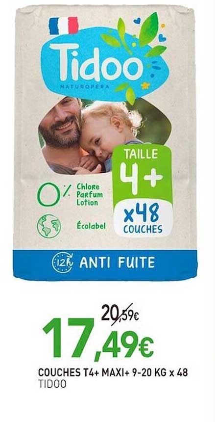 Couches T4+ Maxi+ 9-20 Kg X 48 Tidoo