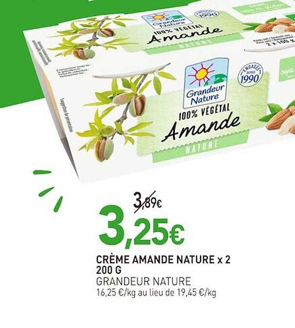 crème amande nature x 2 200 g grandeur nature