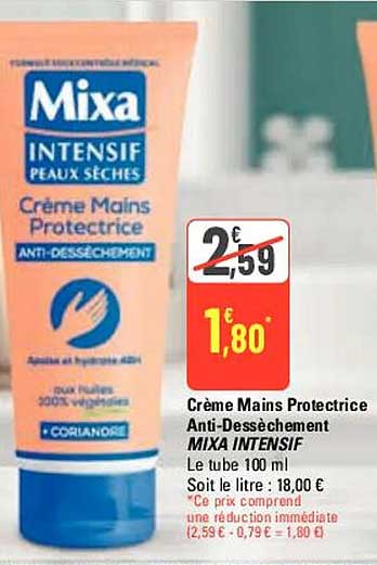 crème mains protectrice anti-dessèchement mixa intensif