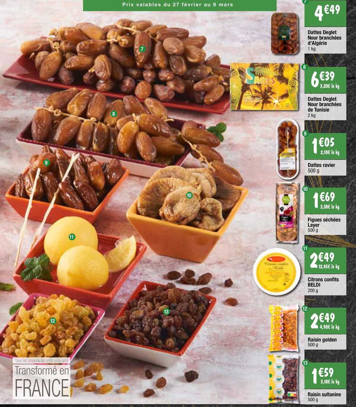 dattes deglet nour branchées l'algérie, dattes deglet nour branchées de tunisie, dattes ravier, figues séchées laer, citrons confits beldi, raisin golden, raisin sultanine