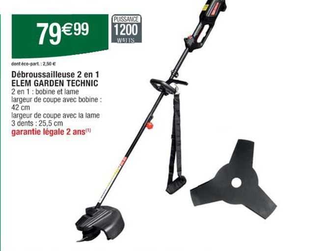 débroussailleuse 2 en 1 elem garden technic