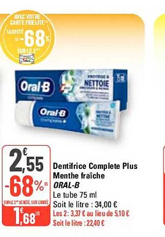 dentifrice complete plus menthe fraîche oral-b