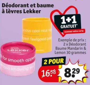déodorant et baume à lèvre lekker
