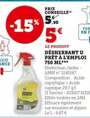 désherbant u prât à l'emploi 750 ml