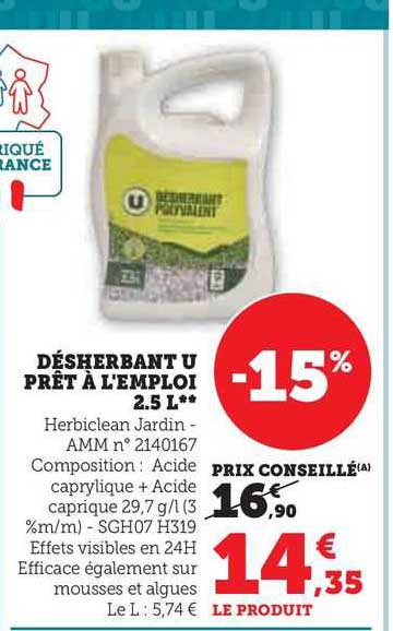 désherbant u prêt à l'emploi 2.5 l