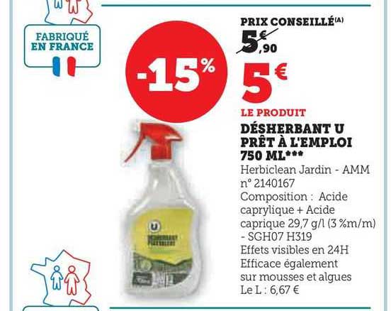 désherbant u prêt à l'emploi 750 ml***