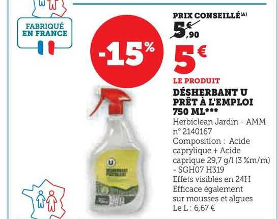 désherbant u prêt à l'emploi 750 ml