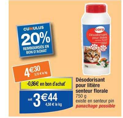 désodorisant pour litière senteur florale