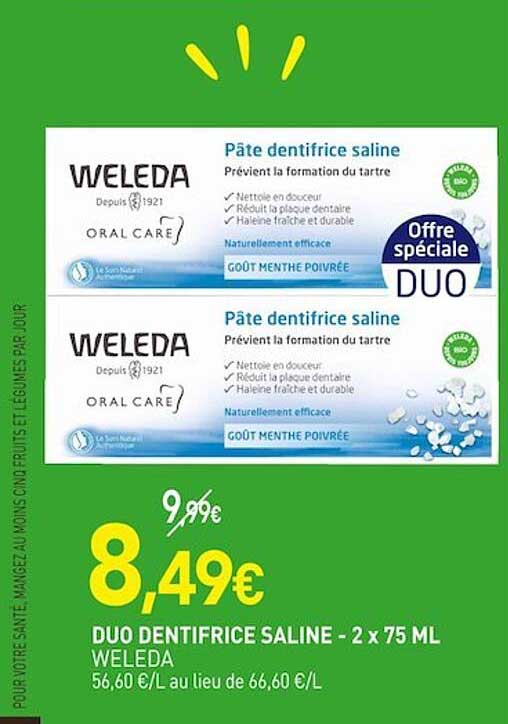 duo dentifrice saline weleda - 2 x 75 ml