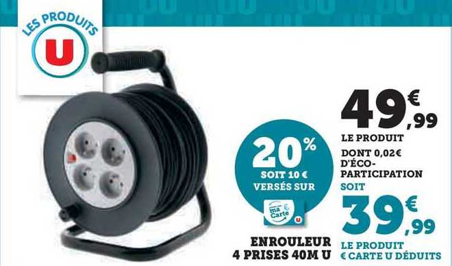 enrouleur 4 prises 40m u