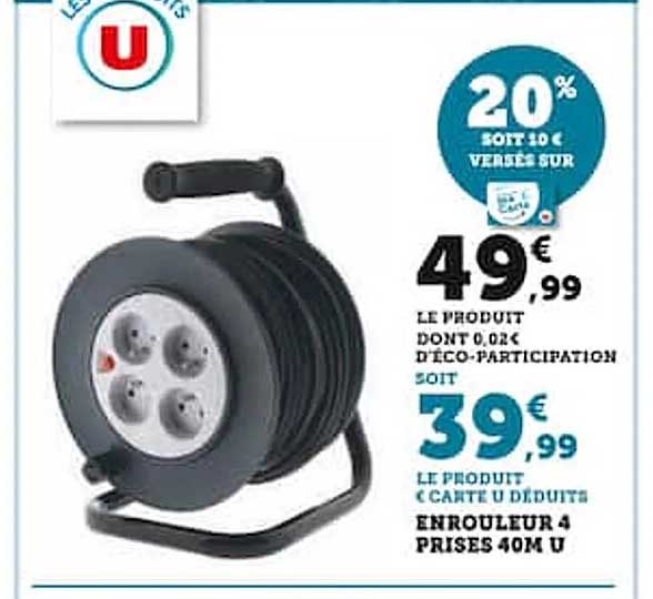 enrouleur 4 prises 40m u