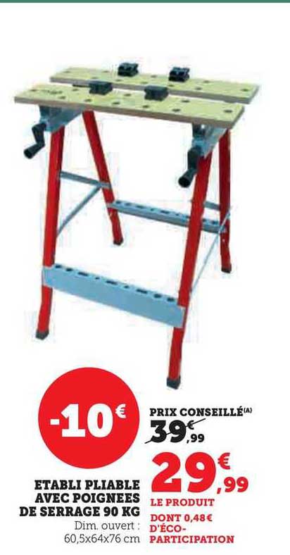 établi Pliable Avec Poignées De Serrage 90 Kg