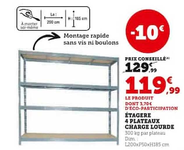 étagere 4 plateaux charge lourde