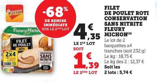 filet de poulet rôti conservation sans nitrite fleury michon