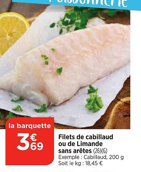 filets de cabillaud ou de limande sans arêtes