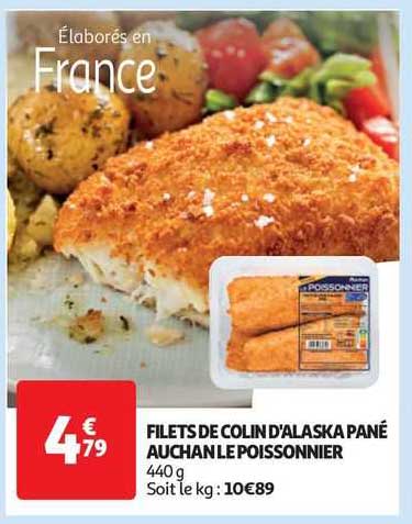 filets de colin d'alaska pané auchan le poissonnier