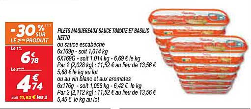 Filets Maquereaux Sauce Tomate Et Basilic Netto