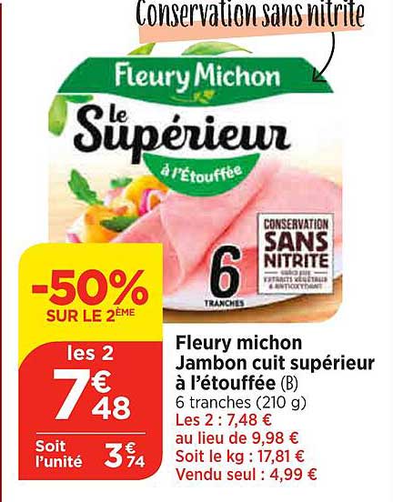 fleury michon jambon cuit supérieur à l'étouffée