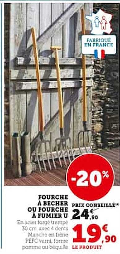 fourche à becher ou fourche à fumier u