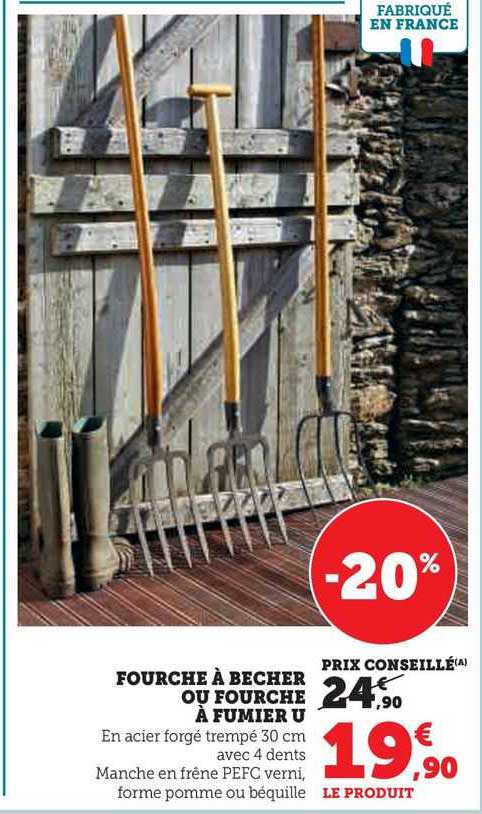 fourche à becher ou fourche à fumier u