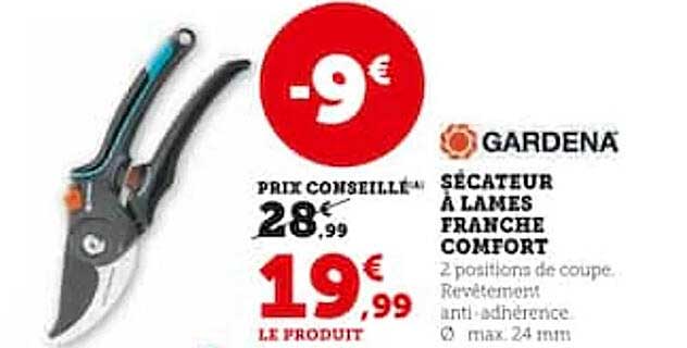 gardena sécateur à lames franche comfort