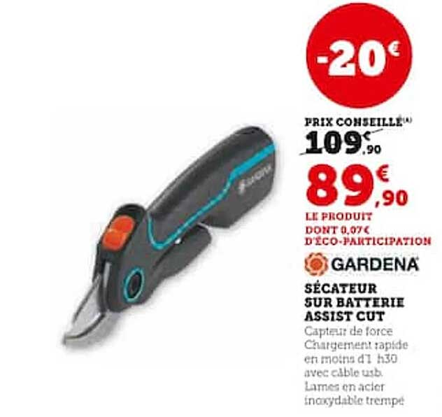 gardena sécateur sur batterie assist cut