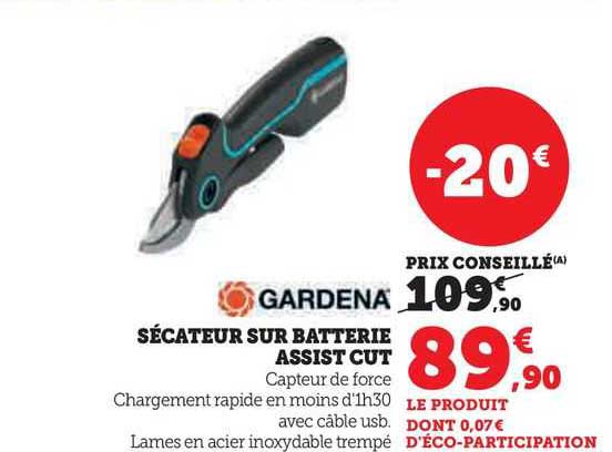gardena sécateur sur batterie assist cut