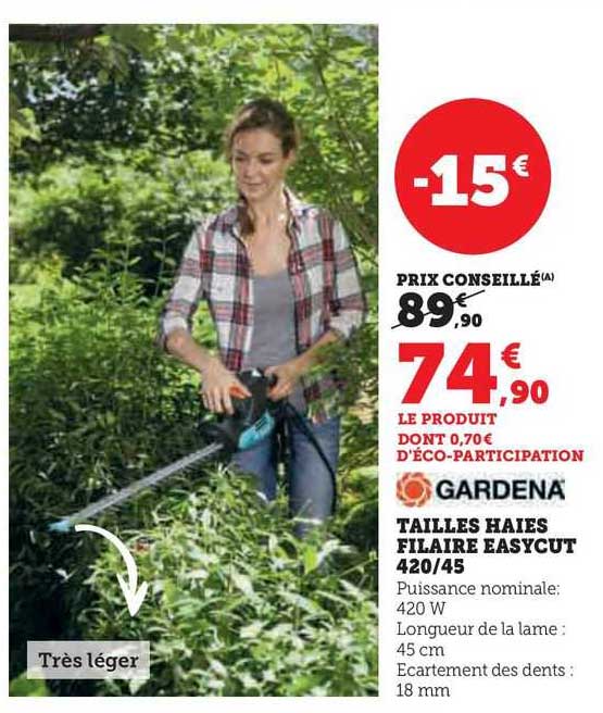 gardena tailles haies filaire easycut 420/45