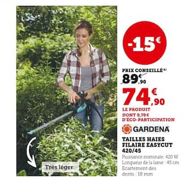 gardena tailles haies filaire easycut 420/45