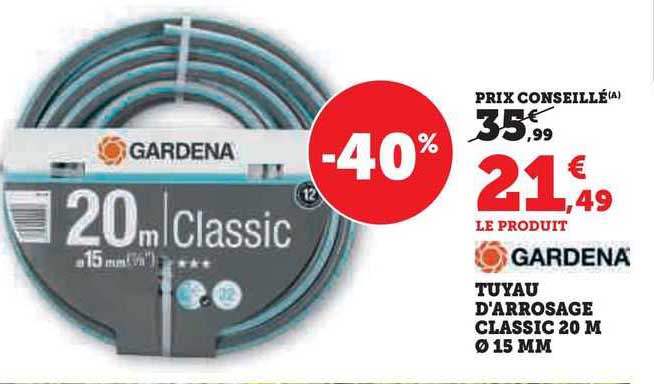 gardena tuyau d'arrosage classic 20 m ø15 mm