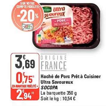 haché de porc prêt à cuisiner ultra savoureux socopa