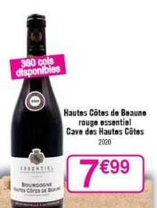 hautes côtes de beaune rouge essentiel cave des hautes côtes 2020
